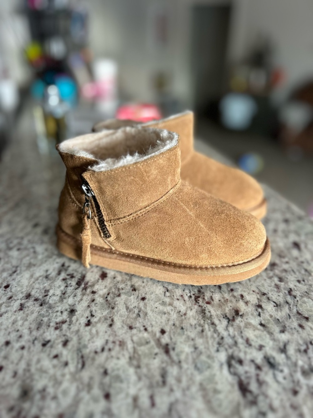 BearPaw Kids Suede Short Winter Boots - Tan
